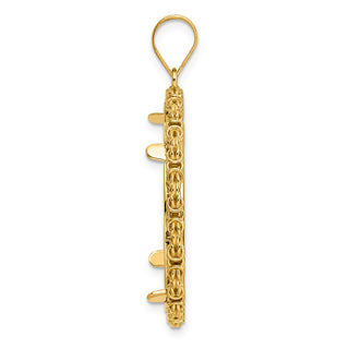 14k Yellow Gold Polished Byzantine Link with 27.0mm Prong Coin Bezel Pendant