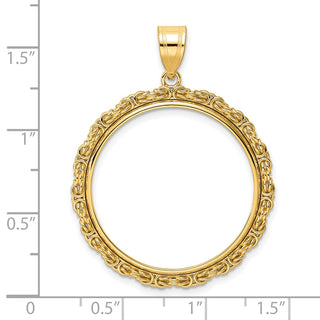 14k Yellow Gold Polished Byzantine Link with 27.0mm Prong Coin Bezel Pendant