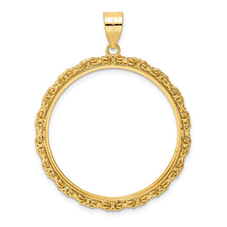 14k Yellow Gold Polished Byzantine Link with 32.0mm Prong Coin Bezel Pendant