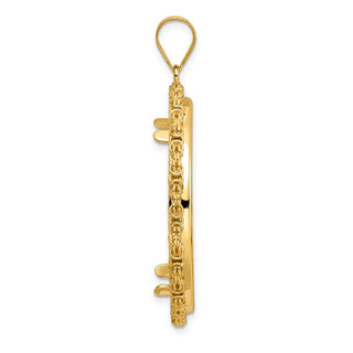 14k Yellow Gold Polished Byzantine Link with 32.7mm Prong Coin Bezel Pendant