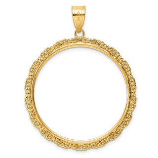 14k Yellow Gold Polished Byzantine Link with 32.7mm Prong Coin Bezel Pendant