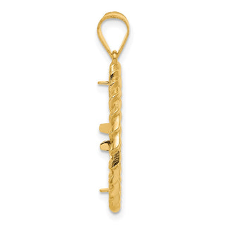 14k Yellow Gold Diamond Cut Curb with 16.5mm Prong Coin Bezel Pendant