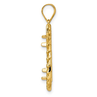 14k Yellow Gold Diamond Cut Curb with 18.0mm Prong Coin Bezel Pendant
