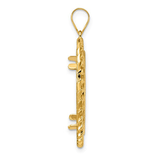 14k Yellow Gold Diamond Cut Curb with 22.0mm Prong Coin Bezel Pendant