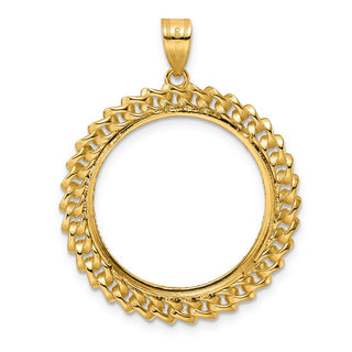 14k Yellow Gold Diamond Cut Curb with 22.0mm Prong Coin Bezel Pendant
