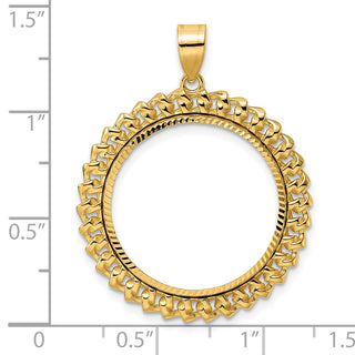 14k Yellow Gold Diamond Cut Curb with 22.0mm Prong Coin Bezel Pendant