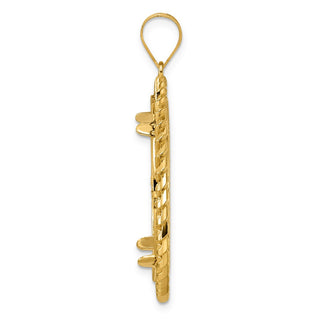 14k Yellow Gold Diamond Cut Curb with 27.0mm Prong Coin Bezel Pendant