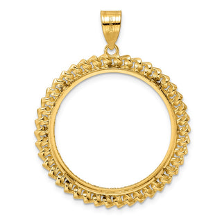 14k Yellow Gold Diamond Cut Curb with 27.0mm Prong Coin Bezel Pendant
