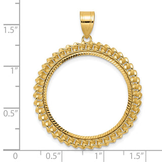 14k Yellow Gold Diamond Cut Curb with 27.0mm Prong Coin Bezel Pendant