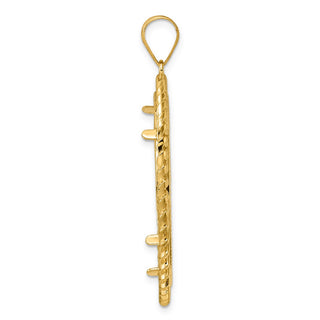 14k Yellow Gold Diamond Cut Curb with 32.0mm Prong Coin Bezel Pendant