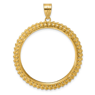 14k Yellow Gold Diamond Cut Curb with 32.7mm Prong Coin Bezel Pendant