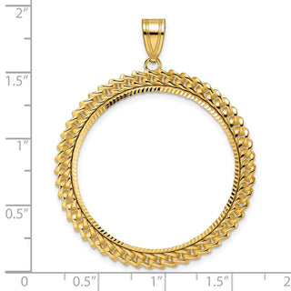 14k Yellow Gold Diamond Cut Curb with 32.7mm Prong Coin Bezel Pendant