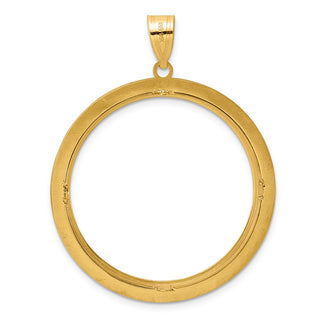 14k Yellow Gold Polished and Black Enamel Greek Key with 32.0mm Prong Coin Bezel Pendan