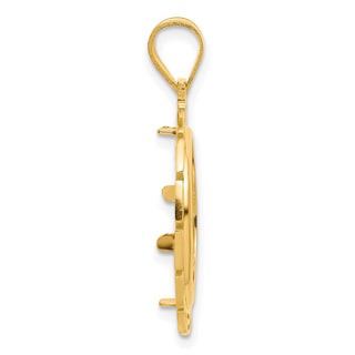 14k Yellow Gold Polished Greek Key with 16.5mm Prong Coin Bezel Pendant