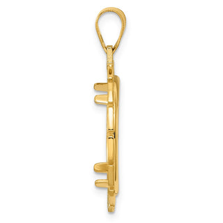 14k Yellow Gold Polished Greek Key with 18.0mm Prong Coin Bezel Pendant