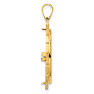 14k Yellow Gold Polished Greek Key with 22.0mm Prong Coin Bezel Pendant