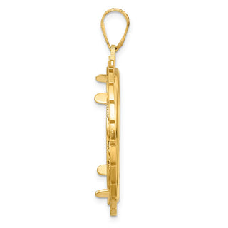 14k Yellow Gold Polished Greek Key with 27.0mm Prong Coin Bezel Pendant