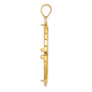 14k Yellow Gold Polished Greek Key with 32.0mm Prong Coin Bezel Pendant