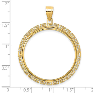 14k Yellow Gold Polished Greek Key with 32.0mm Prong Coin Bezel Pendant