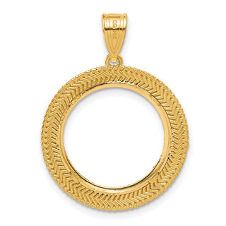 14k Yellow Gold Diamond Cut Layered with 16.5mm Prong Coin Bezel Pendant