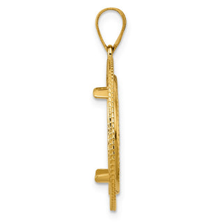 14k Yellow Gold Diamond Cut Layered with 18.0mm Prong Coin Bezel Pendant