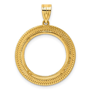 14k Yellow Gold Diamond Cut Layered with 18.0mm Prong Coin Bezel Pendant