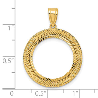 14k Yellow Gold Diamond Cut Layered with 18.0mm Prong Coin Bezel Pendant