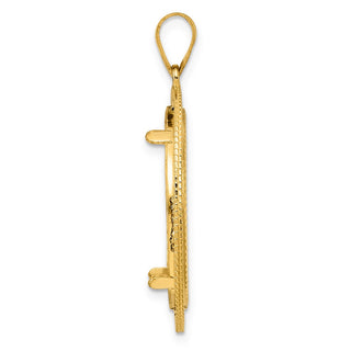 14k Yellow Gold Diamond Cut Layered with 22.0mm Prong Coin Bezel Pendant