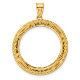 14k Yellow Gold Diamond Cut Layered with 22.0mm Prong Coin Bezel Pendant