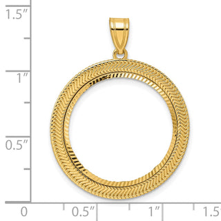 14k Yellow Gold Diamond Cut Layered with 22.0mm Prong Coin Bezel Pendant