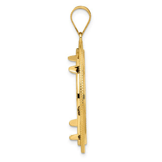14k Yellow Gold Diamond Cut Layered with 27.0mm Prong Coin Bezel Pendant