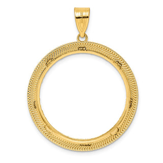 14k Yellow Gold Diamond Cut Layered with 27.0mm Prong Coin Bezel Pendant