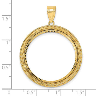 14k Yellow Gold Diamond Cut Layered with 27.0mm Prong Coin Bezel Pendant