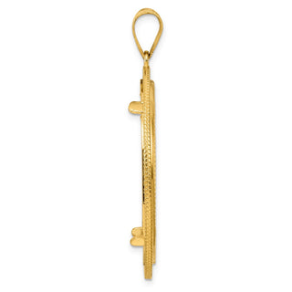 14k Yellow Gold Diamond Cut Layered with 32.0mm Prong Coin Bezel Pendant