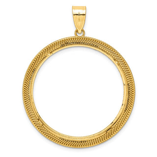 14k Yellow Gold Diamond Cut Layered with 32.0mm Prong Coin Bezel Pendant