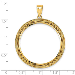 14k Yellow Gold Diamond Cut Layered with 32.0mm Prong Coin Bezel Pendant