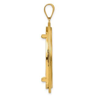 14k Yellow Gold Diamond Cut Layered with 32.7mm Prong Coin Bezel Pendant