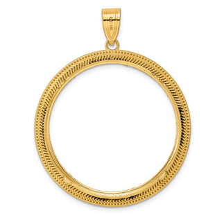 14k Yellow Gold Diamond Cut Layered with 32.7mm Prong Coin Bezel Pendant