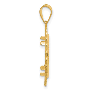 14k Yellow Gold Diamond Cut Loop with 16.5mm Prong Coin Bezel Pendant