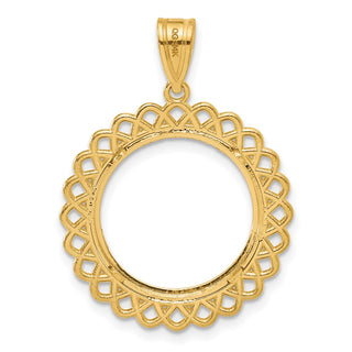 14k Yellow Gold Diamond Cut Loop with 16.5mm Prong Coin Bezel Pendant
