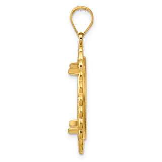 14k Yellow Gold Diamond Cut Loop with 18.0mm Prong Coin Bezel Pendant