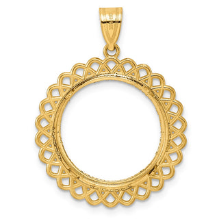 14k Yellow Gold Diamond Cut Loop with 18.0mm Prong Coin Bezel Pendant
