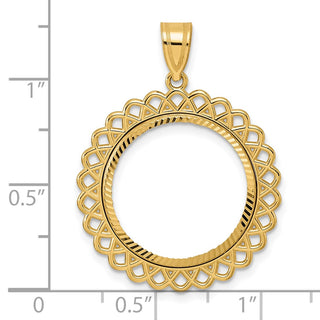 14k Yellow Gold Diamond Cut Loop with 18.0mm Prong Coin Bezel Pendant