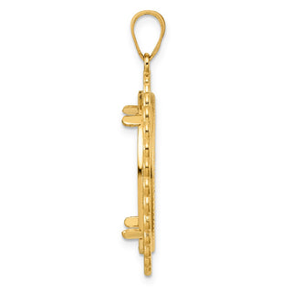 14k Yellow Gold Diamond Cut Loop with 22.0mm Prong Coin Bezel Pendant
