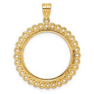14k Yellow Gold Diamond Cut Loop with 22.0mm Prong Coin Bezel Pendant