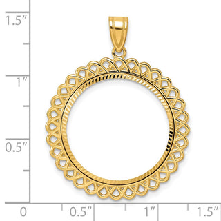 14k Yellow Gold Diamond Cut Loop with 22.0mm Prong Coin Bezel Pendant