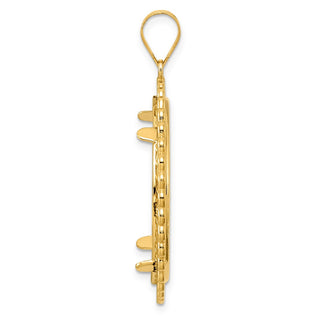 14k Yellow Gold Diamond Cut Loop with 27.0mm Prong Coin Bezel Pendant