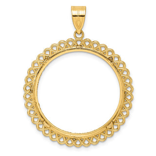 14k Yellow Gold Diamond Cut Loop with 27.0mm Prong Coin Bezel Pendant