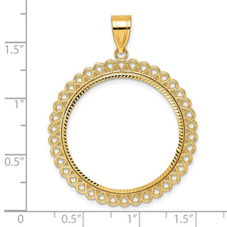 14k Yellow Gold Diamond Cut Loop with 27.0mm Prong Coin Bezel Pendant