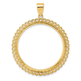 14k Yellow Gold Diamond Cut Loop with 32.0mm Prong Coin Bezel Pendant